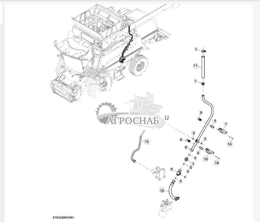 Гидравлические возвратные трубопроводы, 4WD, без соломоразбрасывателя, HillMaster™ 